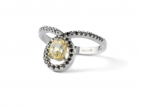 black diamonds and yellow sapphire ring hand made adorn jewels adelaide jeweller