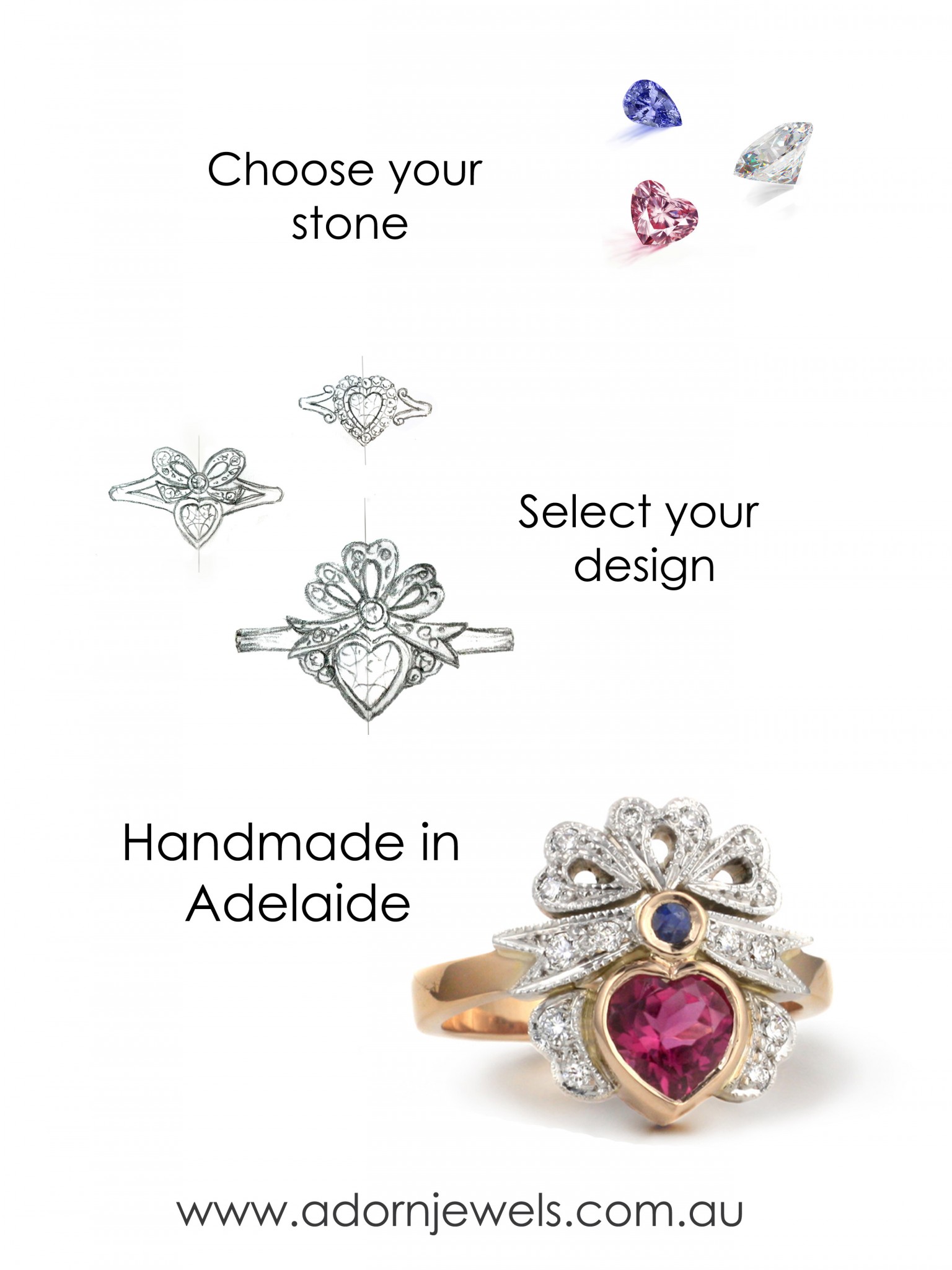 Adorn Jewels, Custom manufacture jewellery, Adelaide handmade rings, Adelaide South Australia Jewelry