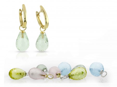 adorn jewels, adelaide jewellery, jeweller coloured gemstones, rose quartz, lemon quartz, blue topaz, earrings