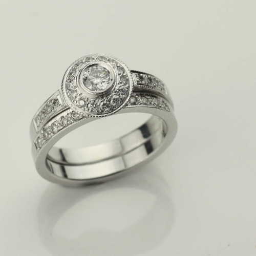 diamond set engagment ring Adorn Jewels Adelaide South Australia online jeweller halo set diamond