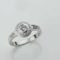 diamond set engagment ring Adorn Jewels milgrain handmande Adelaide South Australia online jeweller halo set diamond